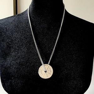 NWOT Sterling silver 24” chain with a double sided weight plate with scriptures.